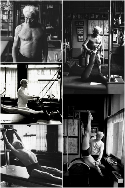 A group of various images of Joseph Pilates